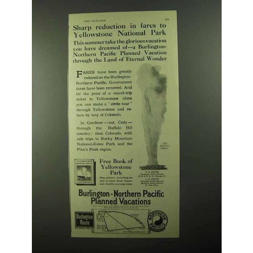 1922 Burlington Route Railroad Ad - Yellowstone Park