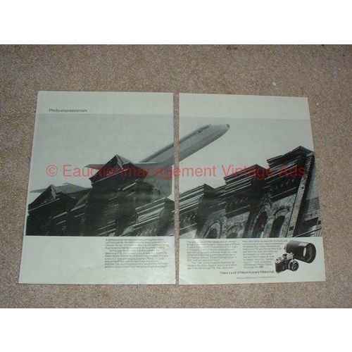 1970 2pg Nikon Nikkormat FTN Camera Ad - Expressionism!
