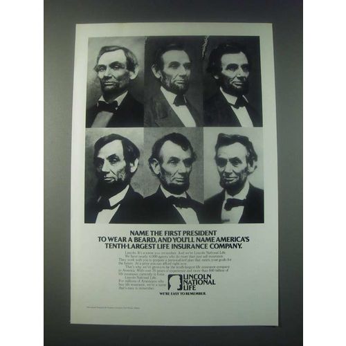 1978 Lincoln National Life Ad - Name the First President to Wear a Beard