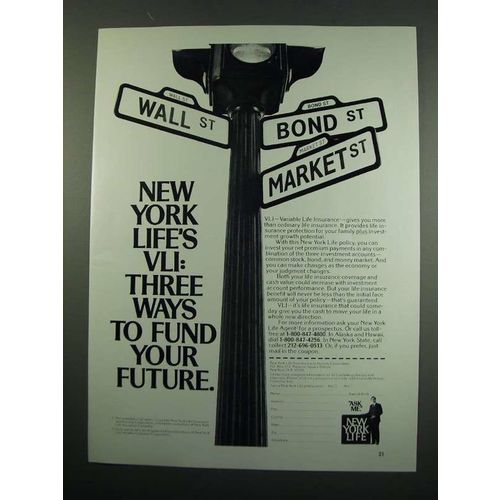 1984 New York Life Ad - VLI Fund Your Future