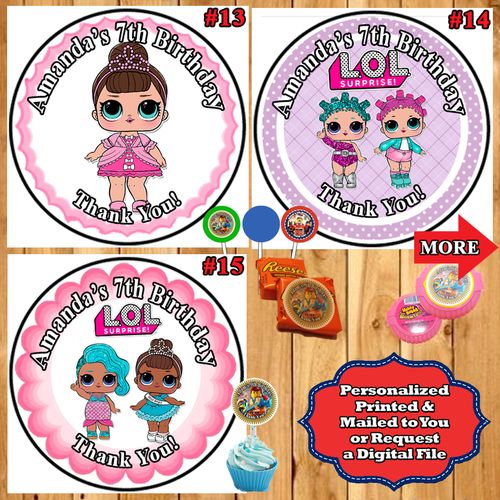 LOL Surprise Birthday Stickers Round 1 sheet Personalized You Choose Size