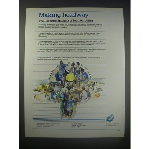 1990 The Development Bank of Southern Africa Ad - Making Headway