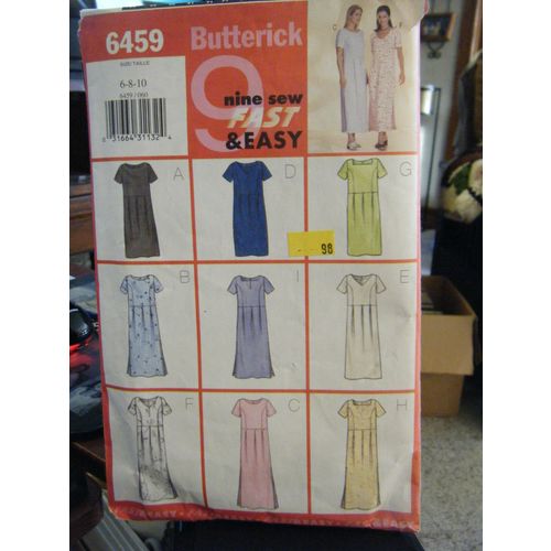 Butterick 6459 Misses Dress Pattern - Sizes 6/8/10