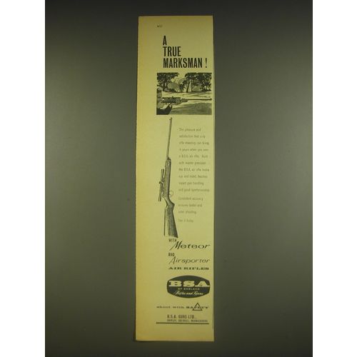 1963 BSA Meteor and Airsporter Air Rifles Ad - A true marksman