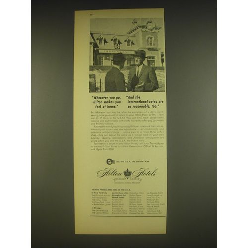 1963 Hilton Hotels Ad - Wherever you go, Hilton makes you feel at home