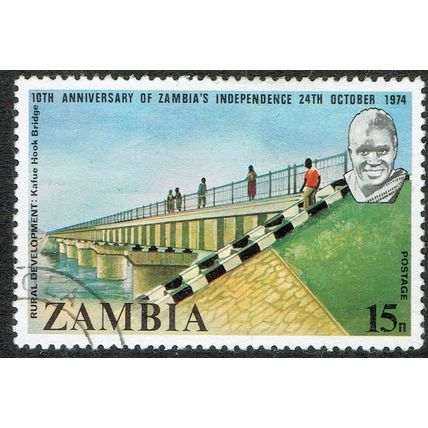 Zambia 1974 10th Anniv of Independence 15n Multicoloured SG215 FU
