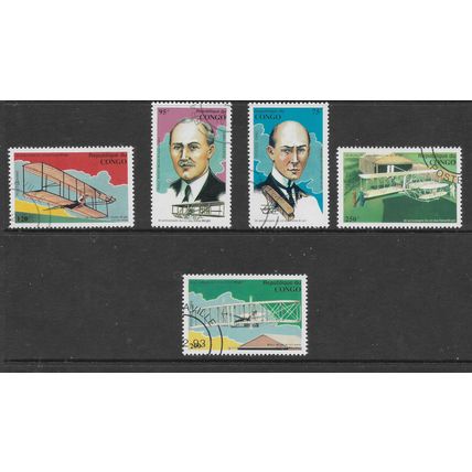 CONGO 1993 AVIATION SET 5 VALS FINE USED
