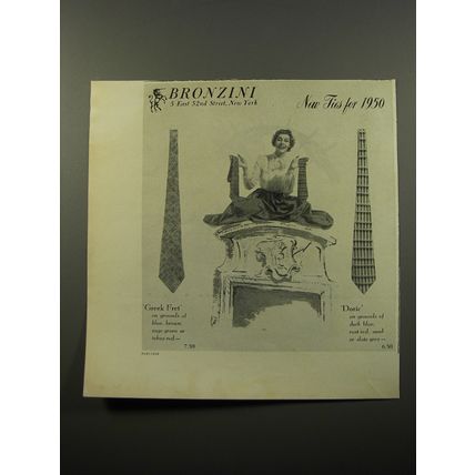 1950 Bronzini Greek Fret and Doric Ties Advertisement - photo by John Rawlings