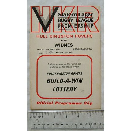 1981 programme Hull Kingston Rovers v. Widnes