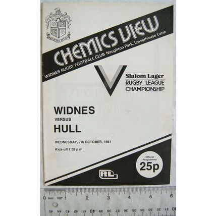 1981 programme Widnes v. Hull FC