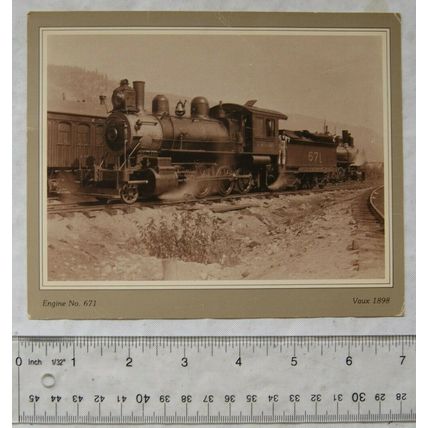 Vintage card: Engine No. 671 Vaux 1898 nr. Glacier, B.C. in Selkirk Mountains