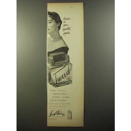 1954 Lentheric Tweed Perfume Ad - Classic as your favorite pearls