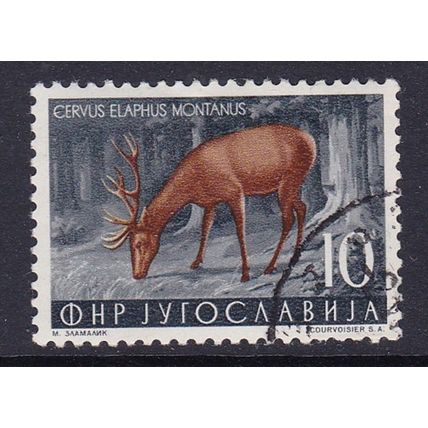 YUGOSLAVIA 1954 ANIMALS 10d RED DEER USED SG767