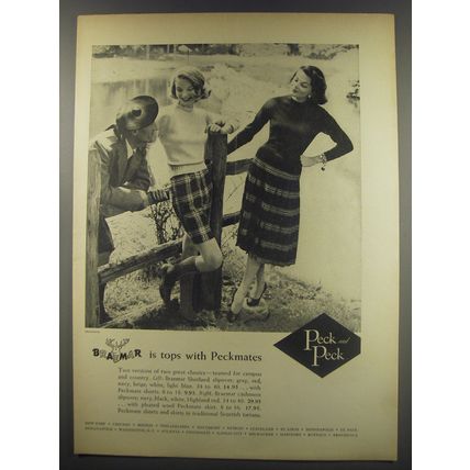 1956 Peck and Peck Braemar Sweaters Ad - Braemar is tops with Peckmates