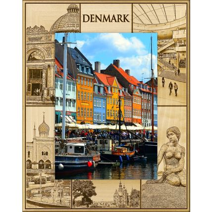 Denmark Laser Engraved Wood Picture Frame Portrait (8 x 10)