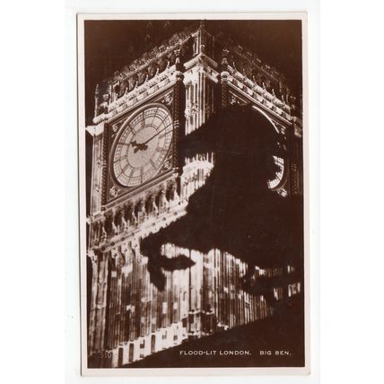 Big Ben Floodlit London RP Postcard