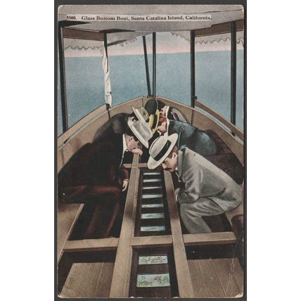 Glass Bottom Boat, Santa Catalina Island, California, c.1920 - HHT Co Postcard