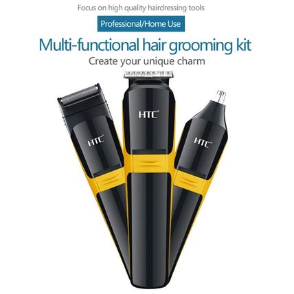 HTC Mens Hair Trimmer Grooming Kit 3in1 Beard Face Nose Ear Hair Clippers AT1322