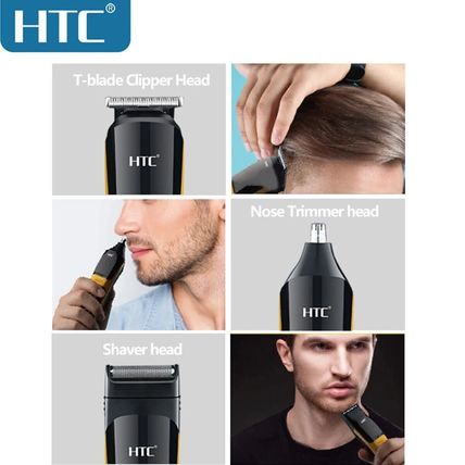HTC Mens Hair Trimmer Grooming Kit 3in1 Beard Face Nose Ear Hair Clippers AT1322