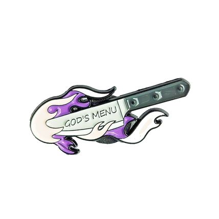Knife Enamelled GODS MENU Pin Badge Metal 2.8 cm x 1.7 cm Badges Gothic BA27