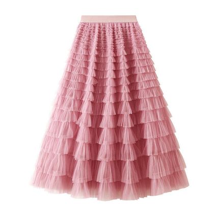Mesh Cake Skirt Spring/Autumn Women's New Skirt Mesh Skirt Pleated Long Skirt