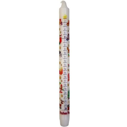 5001W - German Advent Candle - White - 12"H x 1"W x 1"D