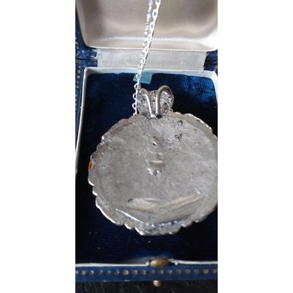 Antique Vintage Victorian Silver 800 Extra Large and Heavy Pendant on Chain.
