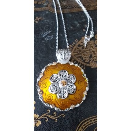 Antique Vintage Victorian Silver 800 Extra Large and Heavy Pendant on Chain.
