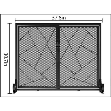 Fire Beauty Fireplace Screen w/ Hinged Doors, Metal Mesh Decorative Spark Guard