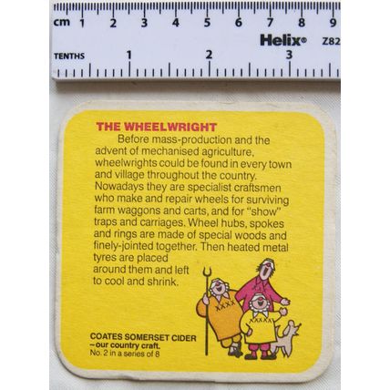 Vintage Beer Mat - Coates Somerset Cider, Country Crafts, Wheelwright