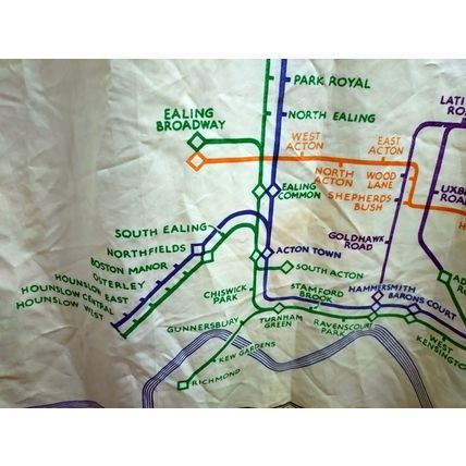 London Underground 1933 map SHOWER CURTAIN disused stations Aldwych HARRY BECK