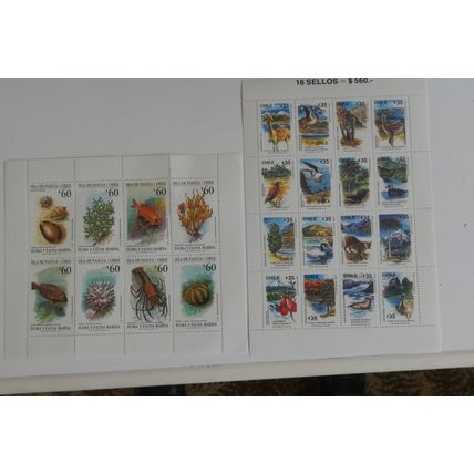 CHILE FISH FLORA, FAUNA AND ANIMALS MINT MINIATURE SHEETS