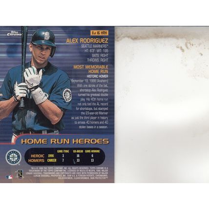 ALEX RODRIGUEZ 1999 AUTOGRAPHED SEATTLE MARINERS HOME RUN HEROES HOF CHAMPION