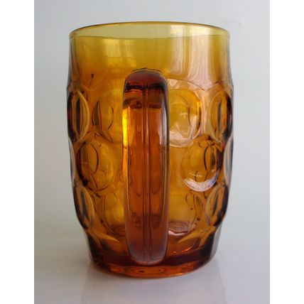 Vintage Amber Glass 1 Pint Beer Mug, Tankard.