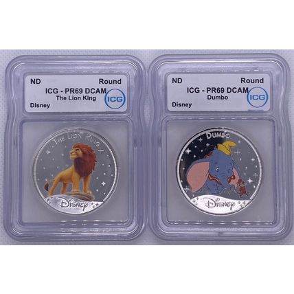 26.5 Gram Nickel Disney The Lion King & Dumbo ICG PR69 DCAM*VERY RARE*