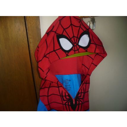 AMAZING SPIDER-MAN Fleece Hooded One Piece Pajamas/Costume!! Size 10/12! $27.00