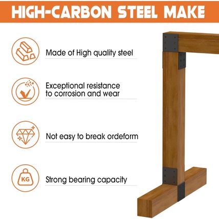 4Pcs Heavy-Duty Post Brackets Kit - 4X4 Wood Deck Mounting, 14-Gauge Steel Base