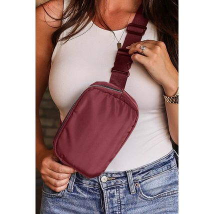 Red Waterproof Zipped Crossbody Chest Bag 20*5*14cm