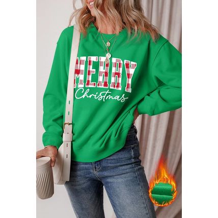 Dark Green Merry Christmas Heat Transfer Graphic Sweatshirt