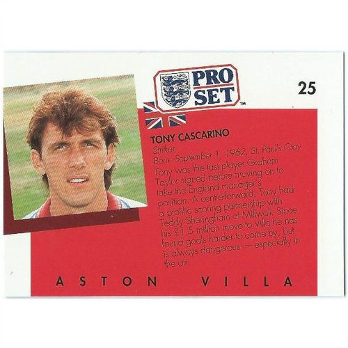 1990/1991 Pro Set Footbal - #25 - Tony Cascarino