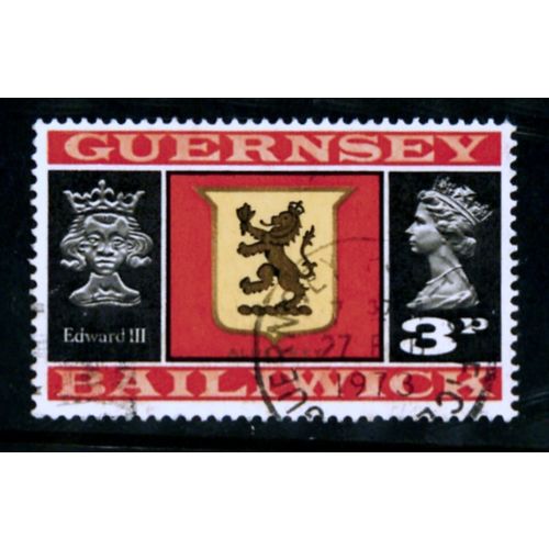 GUERNSEY 1971 SG 49 3p ARMS OF ALDERNEY FINE USED #