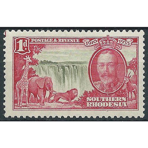 Southern Rhodesia 1935 SG31 1d Olive & Rose-Carmine Silver Jubilee Mounted Mint.
