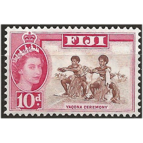 Fiji 1963 SG305 10d Brown & Carmine Mounted Mint . ..