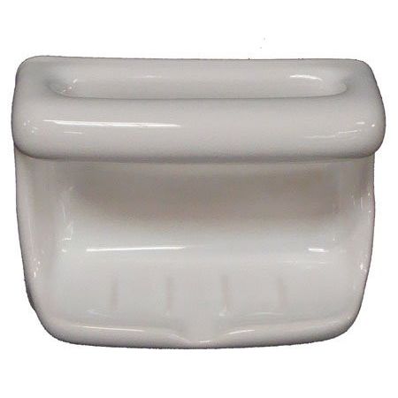 Porcelain Soap Dish with Wash Cloth - White Glossy