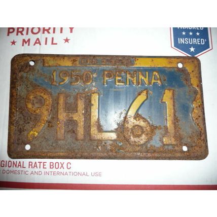1950 50 PENNA Pennsylvania License Plate Tag 9HL61 Vintage Collectible