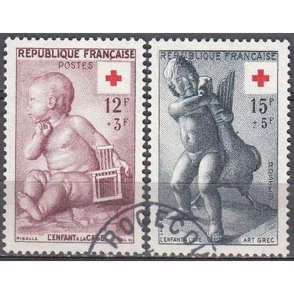 France 1955 Michel 1076 - 1077 O Cote (2008) 16.50 € Croix-Rouge Art Cachet rond