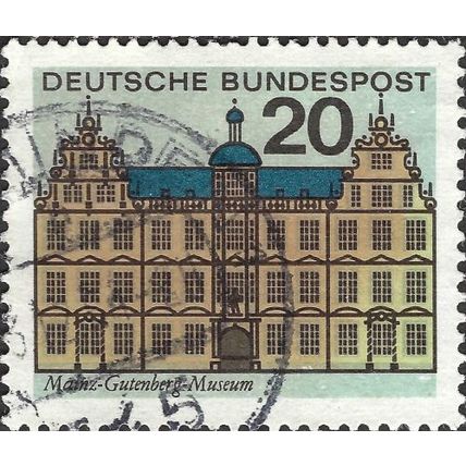 GERMANY, Gutenberg Museum, Mainz, light blue 1964, 20pf