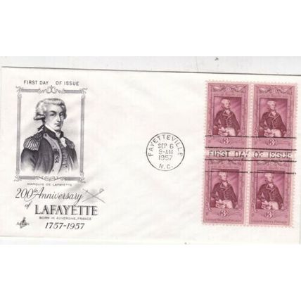 United States 1957 Lafayette FDC Fayetteville Cancel Unaddressed VGC