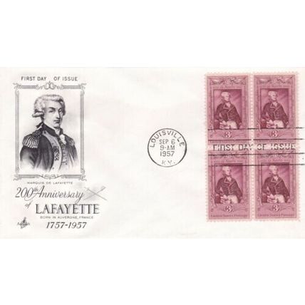 United States 1957 Lafayette FDC Louisville Cancel Unaddressed VGC