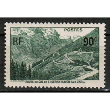 1937 France - Sc# 334 very fine Mint og - Mountain Road Iseran 90c